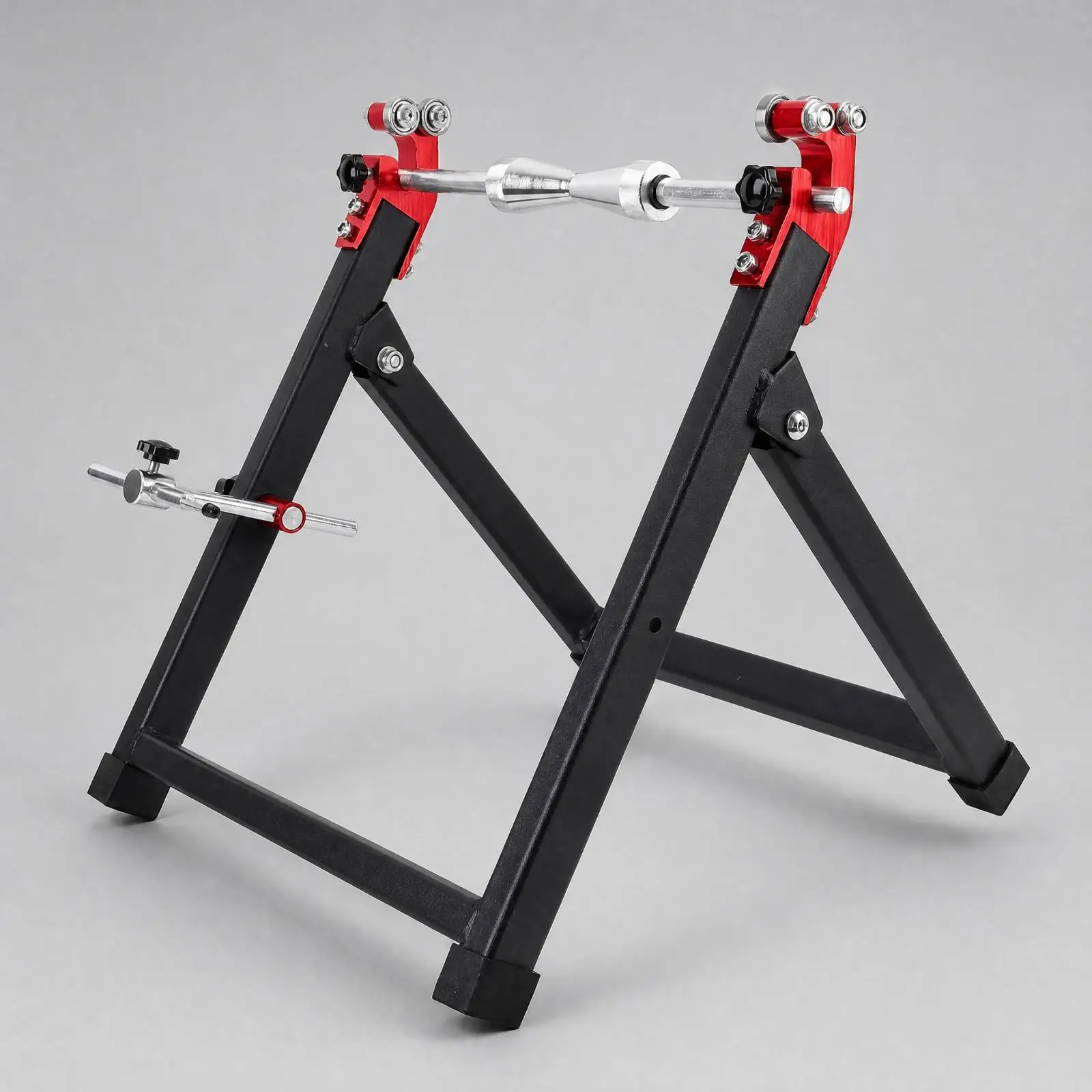 Heavy Duty Motorcycle Wheel Balancer Stand for Home Use Foldable Metal Frame with Roller Bearings for Smooth Tire Rotation