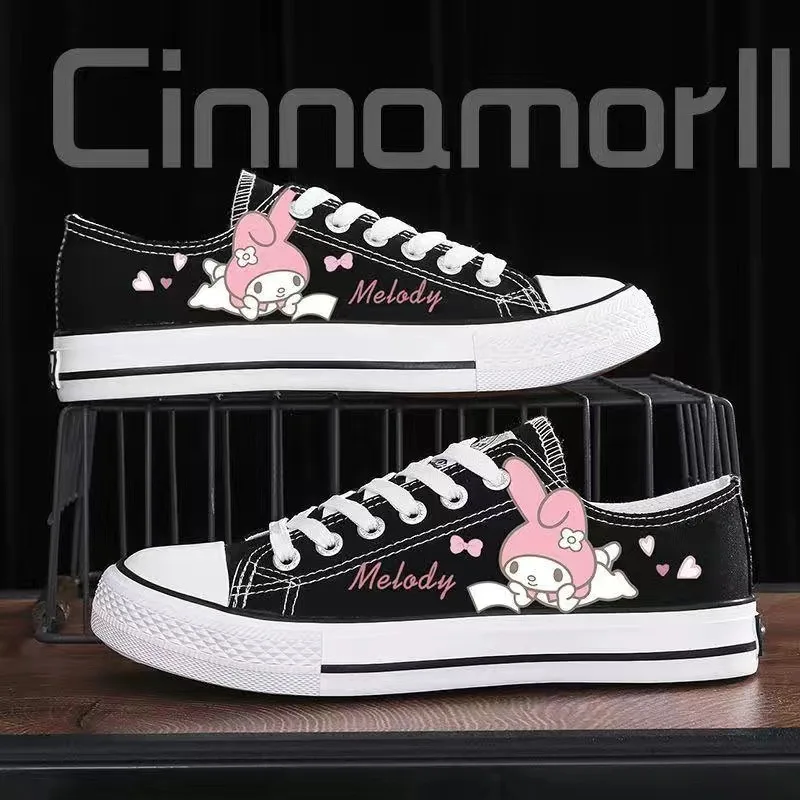 Sanrio My Melody Shoes Cinnamoroll Kuromi Low Top Canvas Shoes Women Casual Couple Shoes 2024 Spring/Summer New Lolita Sneakers