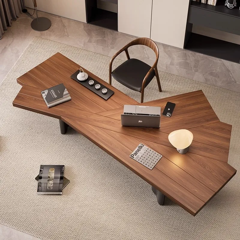 Solid wood desk office reception negotiation table and chair group