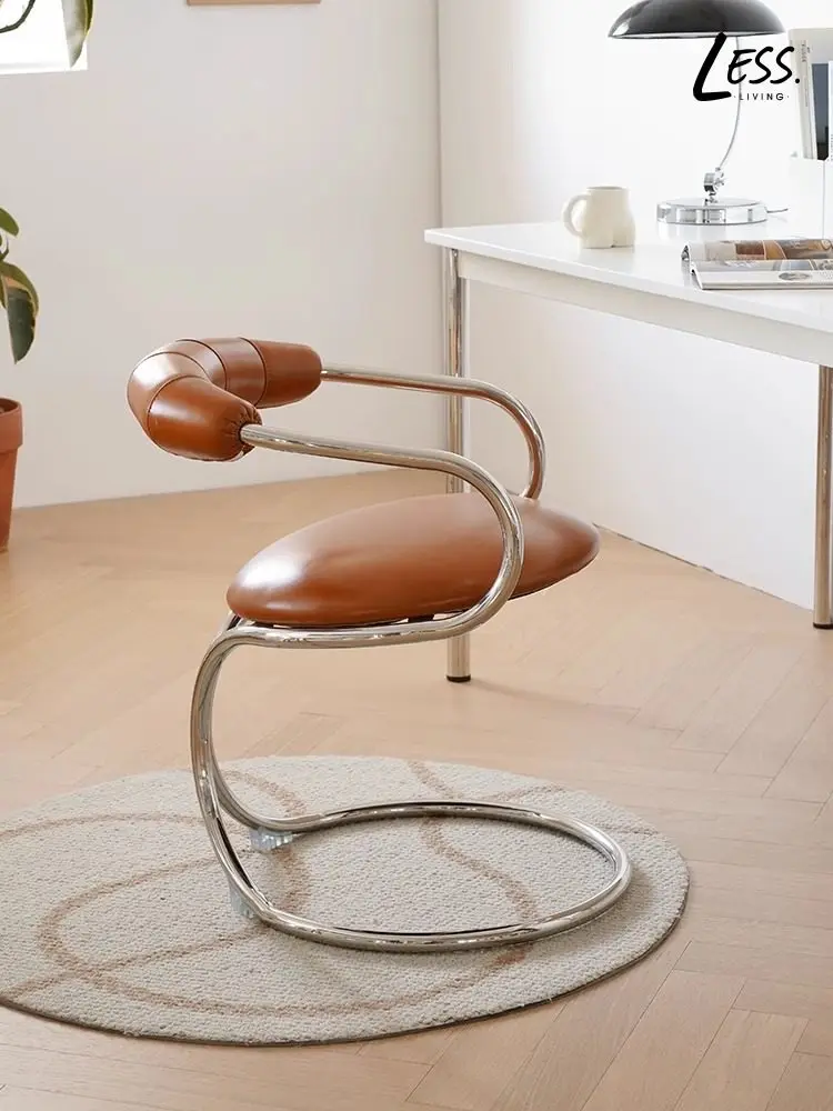 ow& Designer French Creative Snake Chair Medieval Bauhaus Home Dining Chair Backrest Armrest Stainless Steel Chair Premium*t