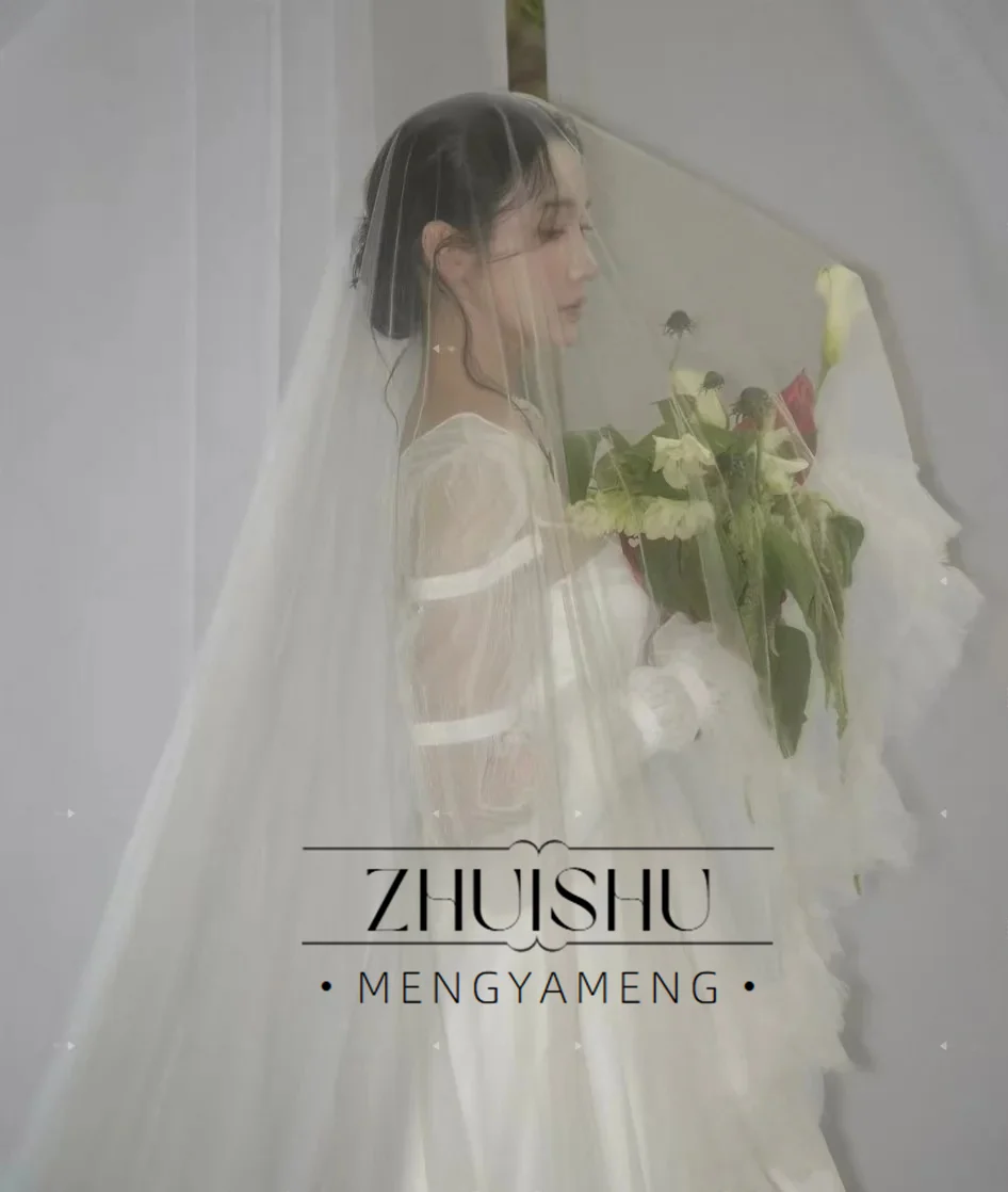 ZHUISHU elegante vestido de novia con mangas abullonadas y cuello redondo, vestidos de noche de tul marfil, sesión de fotos de Corea, vestido de novia personalizado