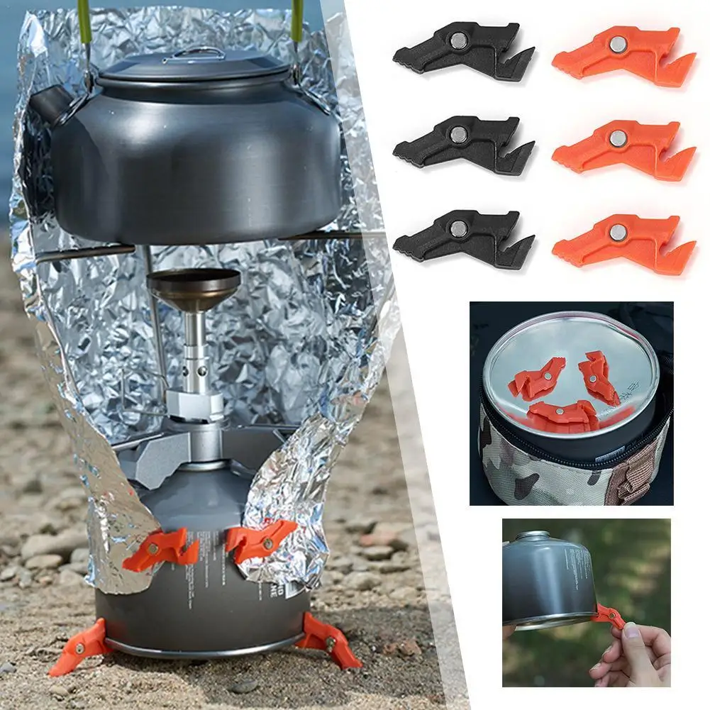 3Pcs Magnetic Tripod Gas Tank Bracket Multifunctional Camping Stove Stand Canister Stabilizer for Backpacking Cooking