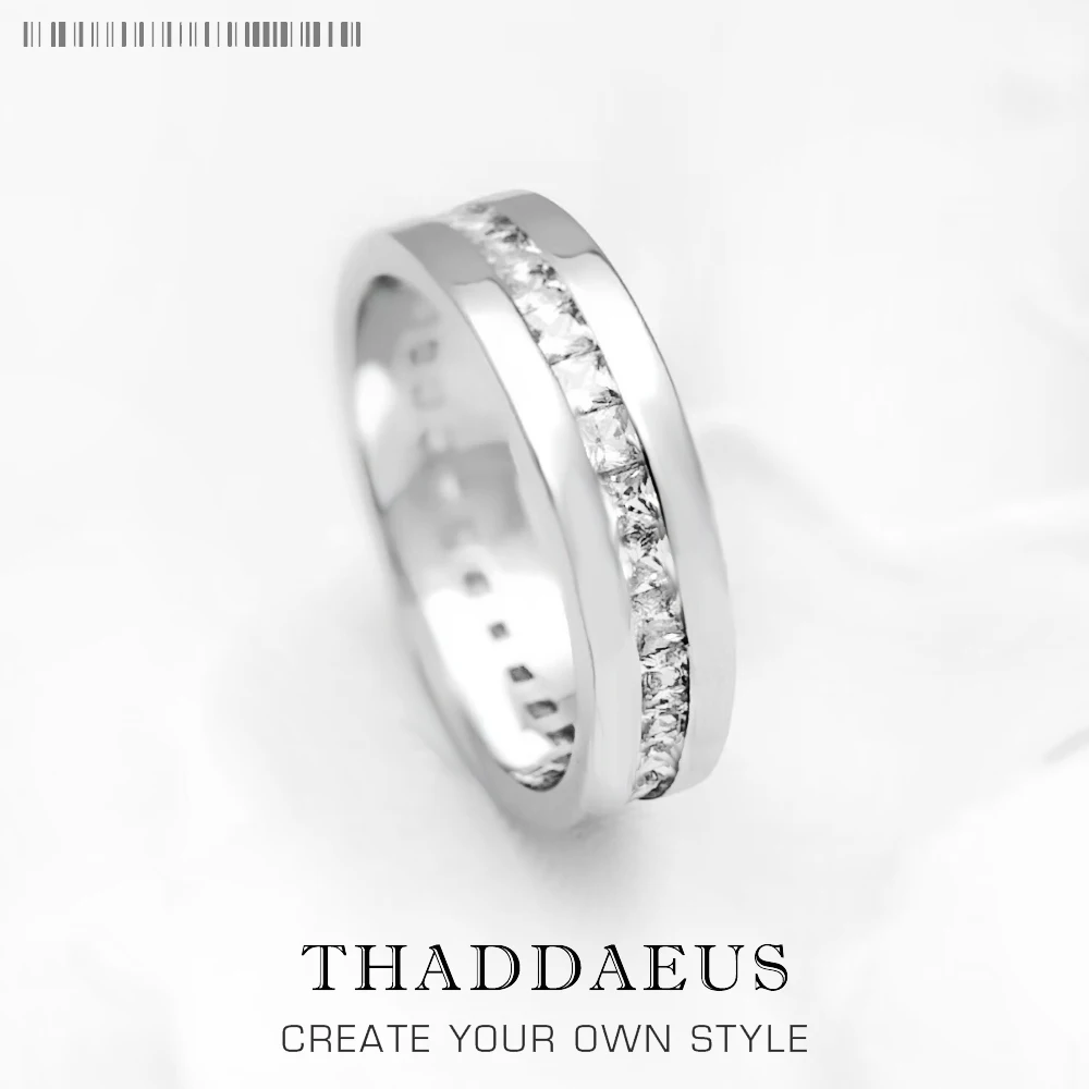 

Elegant Dazzling Zircon Band Ring Europe Style Fine Jewelry For Women Summer Brand New Pure 925 Sterling Silver Gift