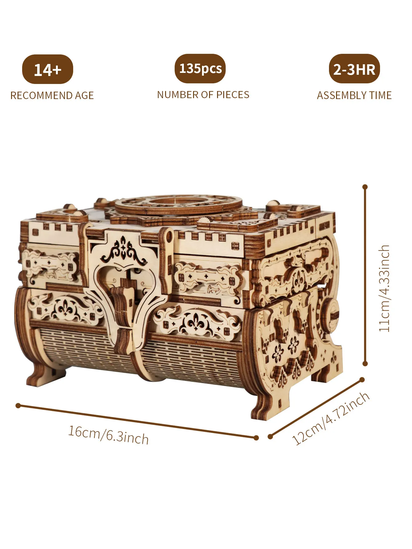 Rompecabezas de madera 3D para adultos, estuche de joyería antiguo hecho a mano, manualidades, decoración del hogar, Kits de modelos, regalos de cumpleaños o Navidad
