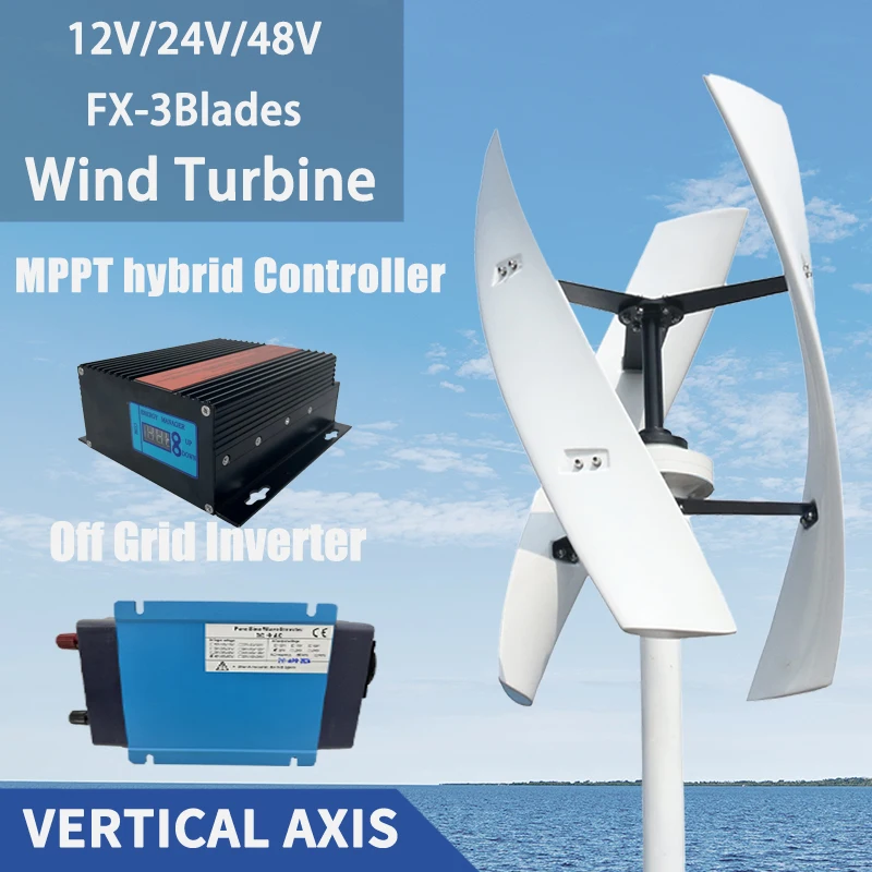 

Wind Turbine Generator 12V 24V 48V Low Starting Wind Speed Free Alternative Energy With MPPT Hybrid Controller For Homeuse