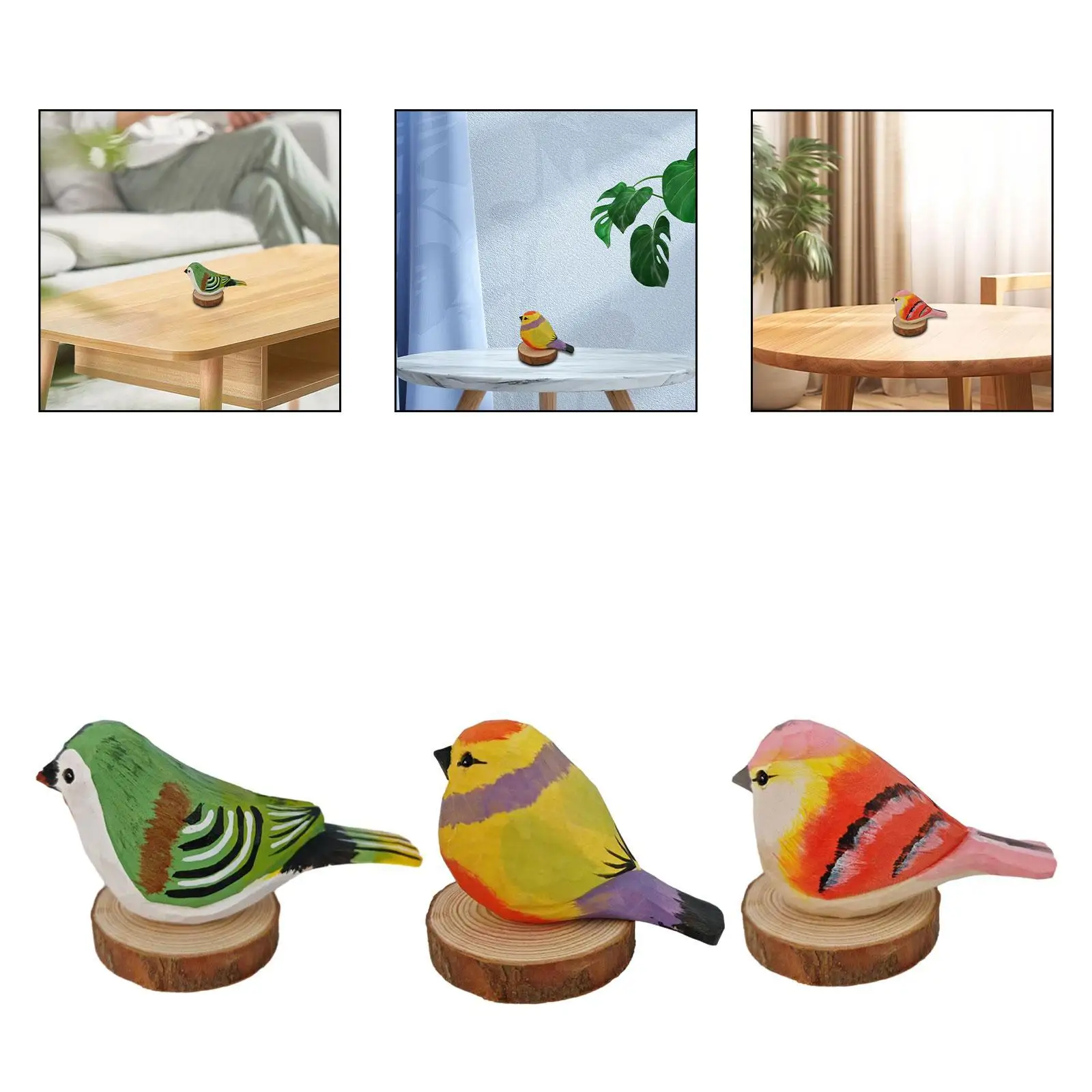 

Wooden Bird Statue Bird Figurine Miniature Bird Desktop Ornament for Living Room Office Landscape Indoor Bookshelf