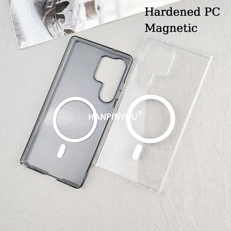 Ultrathin Hardence PC Clear Magnetic Phone Case For Samsung Galaxy S25 S24 S23 S22 Ultra Plus FE Anti-scratch Shockproof Cover