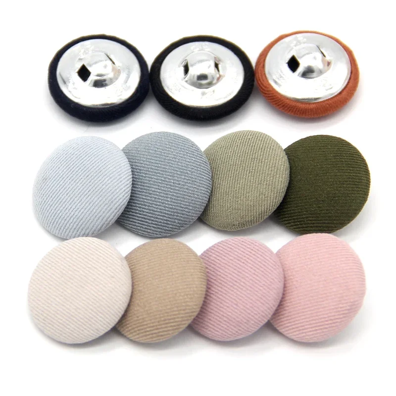 10pcs Colorful Cloth Covered Metal Shank Sewing Buttons For Clothes Kids Coat Cardigan Round Large Fabric Button DIY Decorations