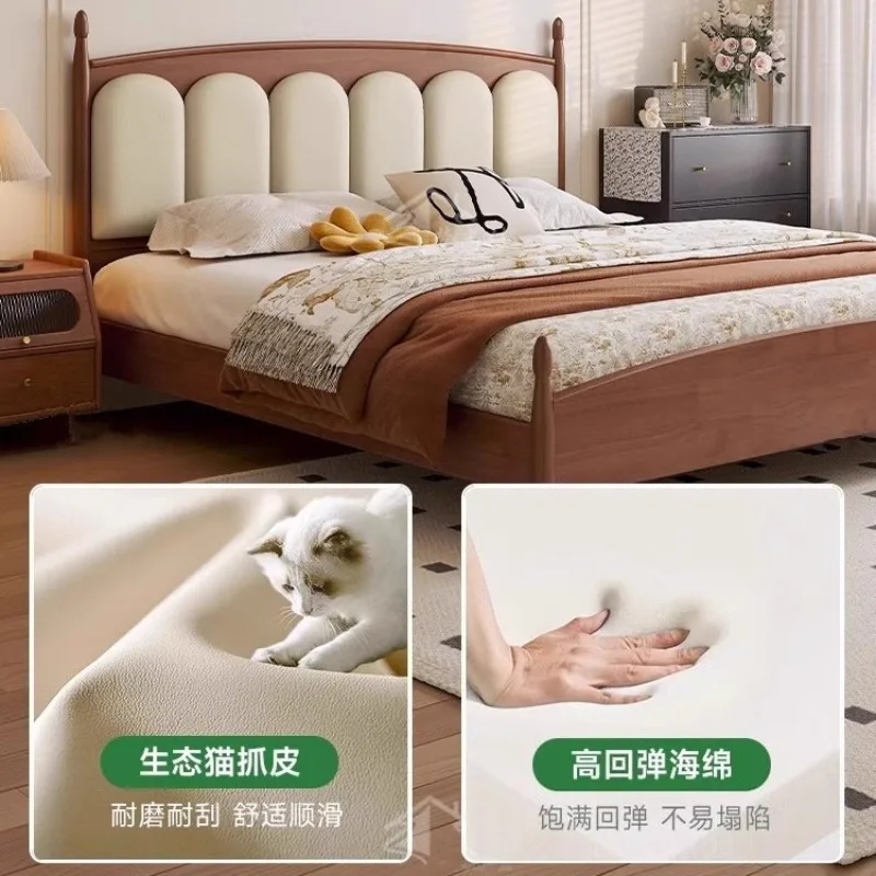 Solid wood bed 1.5 meters 1.8 meters Boys and girls clouds soft bag bedside backrest new cushion comfortable