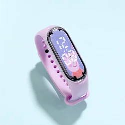 Peppa Pig Girls Trend Touch Cartoon Luminous Bracelet Sports Watch Action Figure Toys Children Waterproof LED Watch Children's