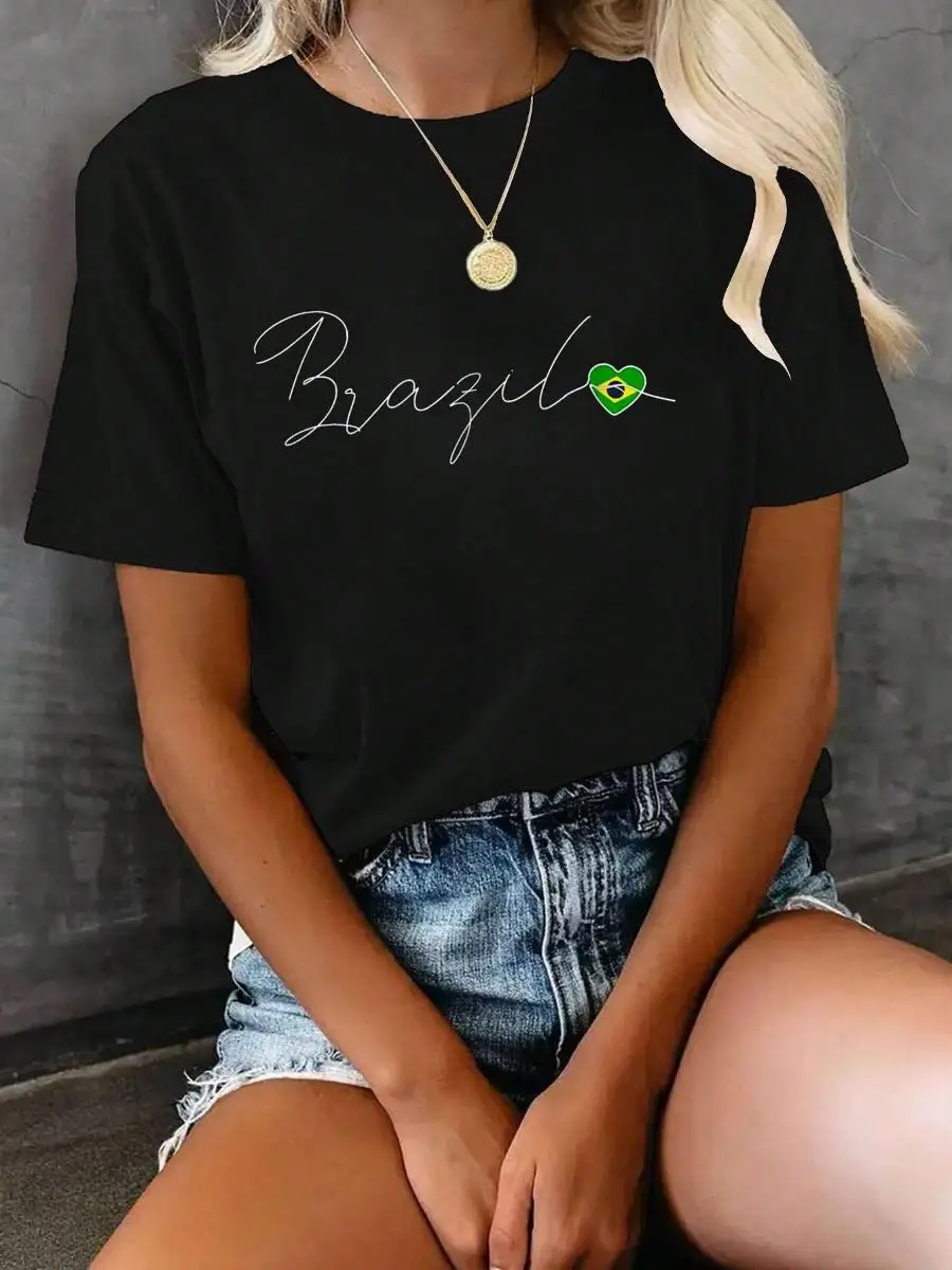 Brasil Simple Love Brazilian Flag Heart On Brazil T-Shirt