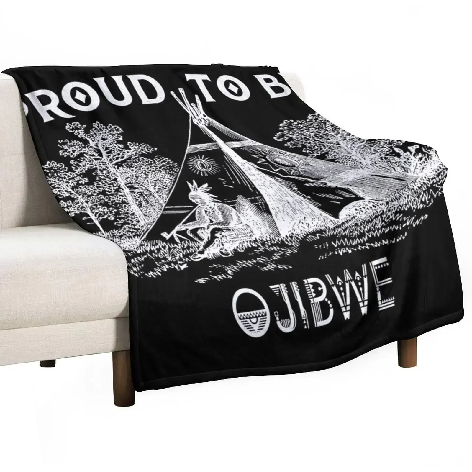 Proud To Be Ojibwe Tribe - Native American Throw Blanket Flannel Thermal For Decorative Sofa blankets ands Vintage Blankets
