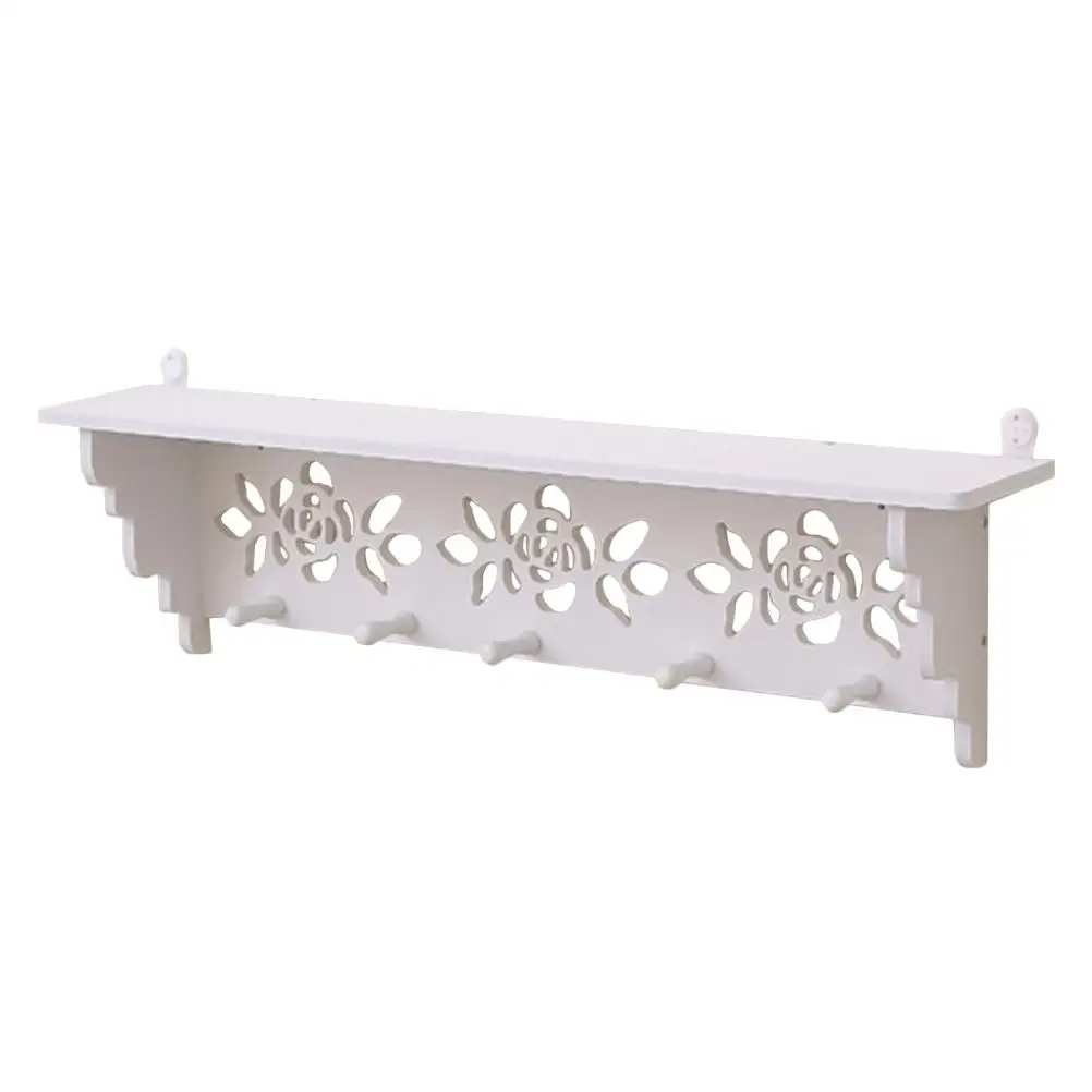 

Wall Shelf Hook 5pcs PVC Material Coat Rack Decorative Storage Floating Shelves Entryway Laundry Modern