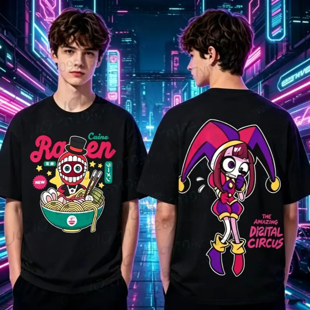 Sommer-T-Shirt für Herren, Damen, Jungen, kurzärmelig, Cartoon-Y2K-Kleidung, bequem, lässig, The Amazing Digital Circus Tops – Detail 3