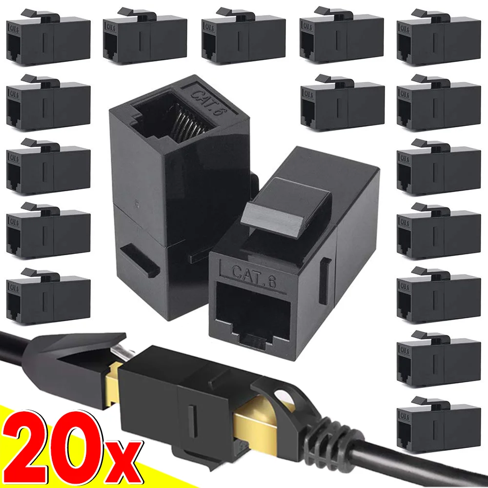 2-20pcs RJ45 Cat6 Coupler Ethernet Network Direct Connector Cable LAN Connector Ethernet Cable Female To Female Extender Adapter