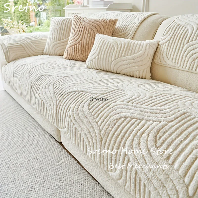 SRETNO Luxury Pet-Friendly Sofa Cover 1pc Plush Non-Slip Protector Mat Breathable Polyester for Sectional Couches funda sofa