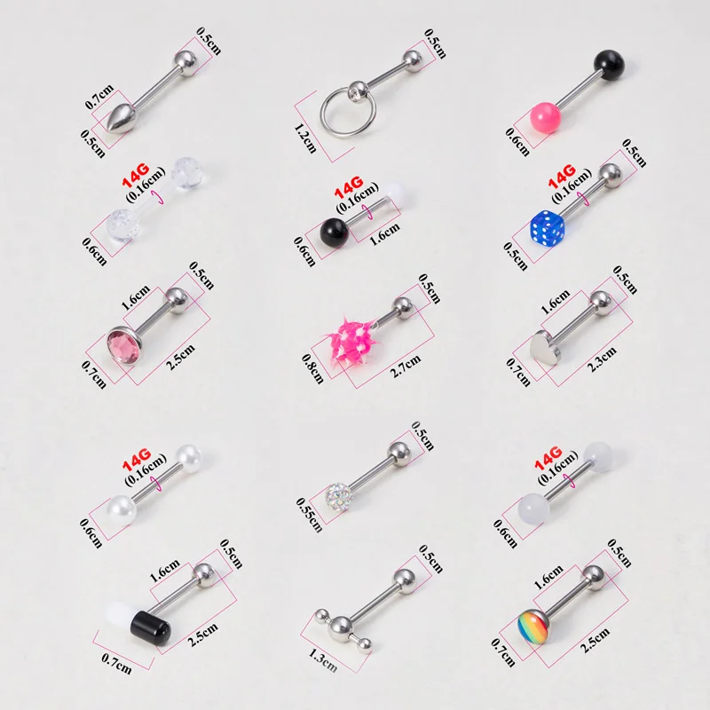 3 pz acciaio chirurgico lingua Piercing bilanciere capezzolo anello Bar lingua Stud Dumbbell fermo per donna uomo Sexy gioielli per il corpo 14G