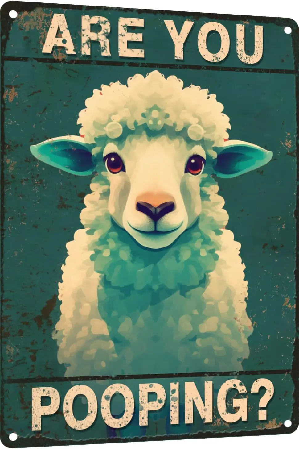 Are You Pooping Sheep Bathroom Funny Novelty Metal Sign Retro Wall Decor for Home Gate Garden Bars Restaurants Cafes Office Stor