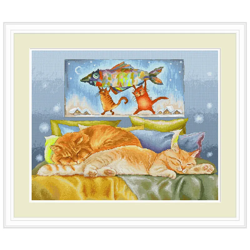 Living Room Hanging Picture D1055 Delicious Fish Full Embroidered Fishxx Cross Stitch Kit