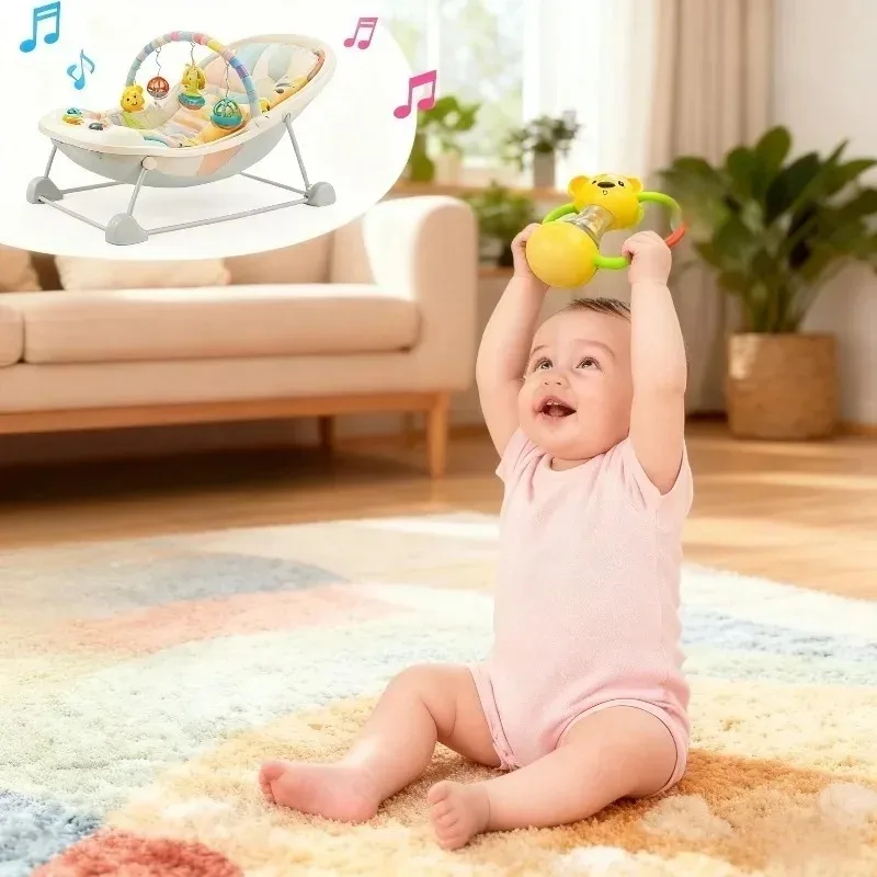 Zabawka dla niemowląt: łóżeczko do potrząsania, puzzle, grzechotka, miękka gumowa zabawka do gryzienia, edukacja sensoryczna, chwytanie, młotek z piaskiem dla niemowląt, trening słuchowy.