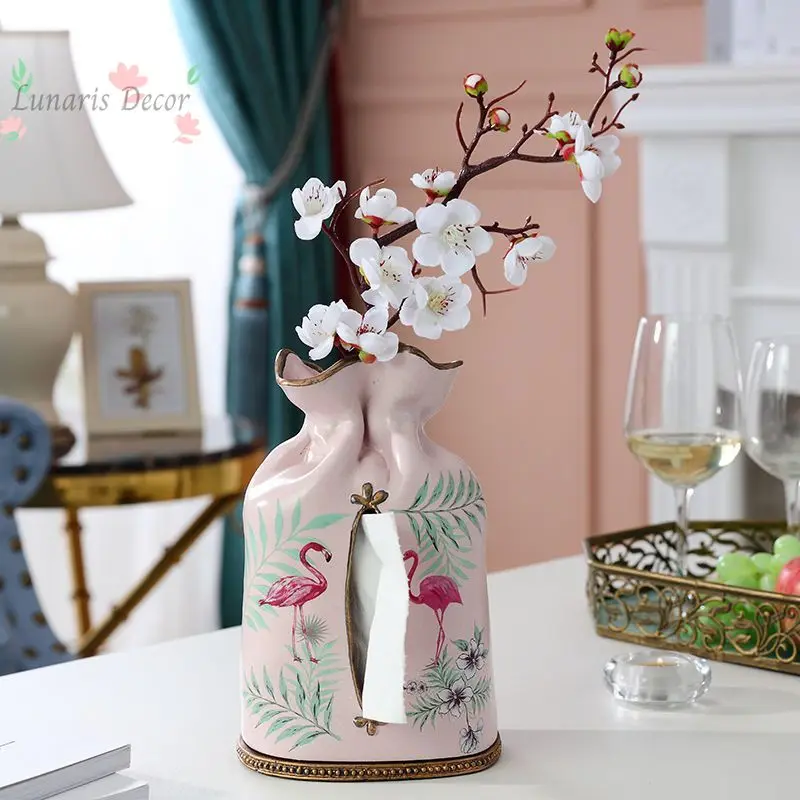 

European creative multi-functional vase tissue box home living room coffee table dining table carton storage dried flower