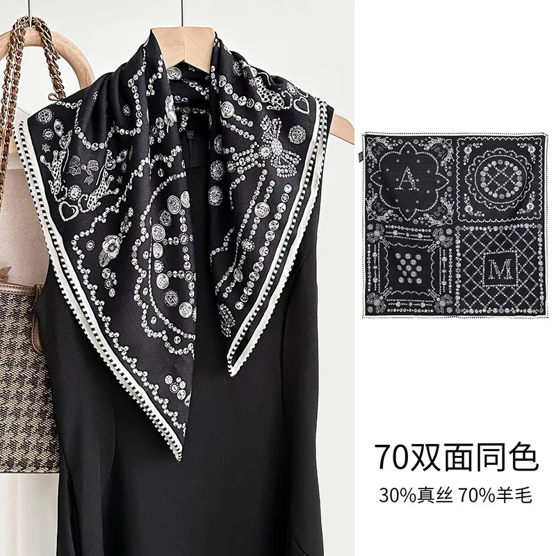 

Новый зимний женский шарф-платок из шерсти, двусторонний, однотонный, большой, модный