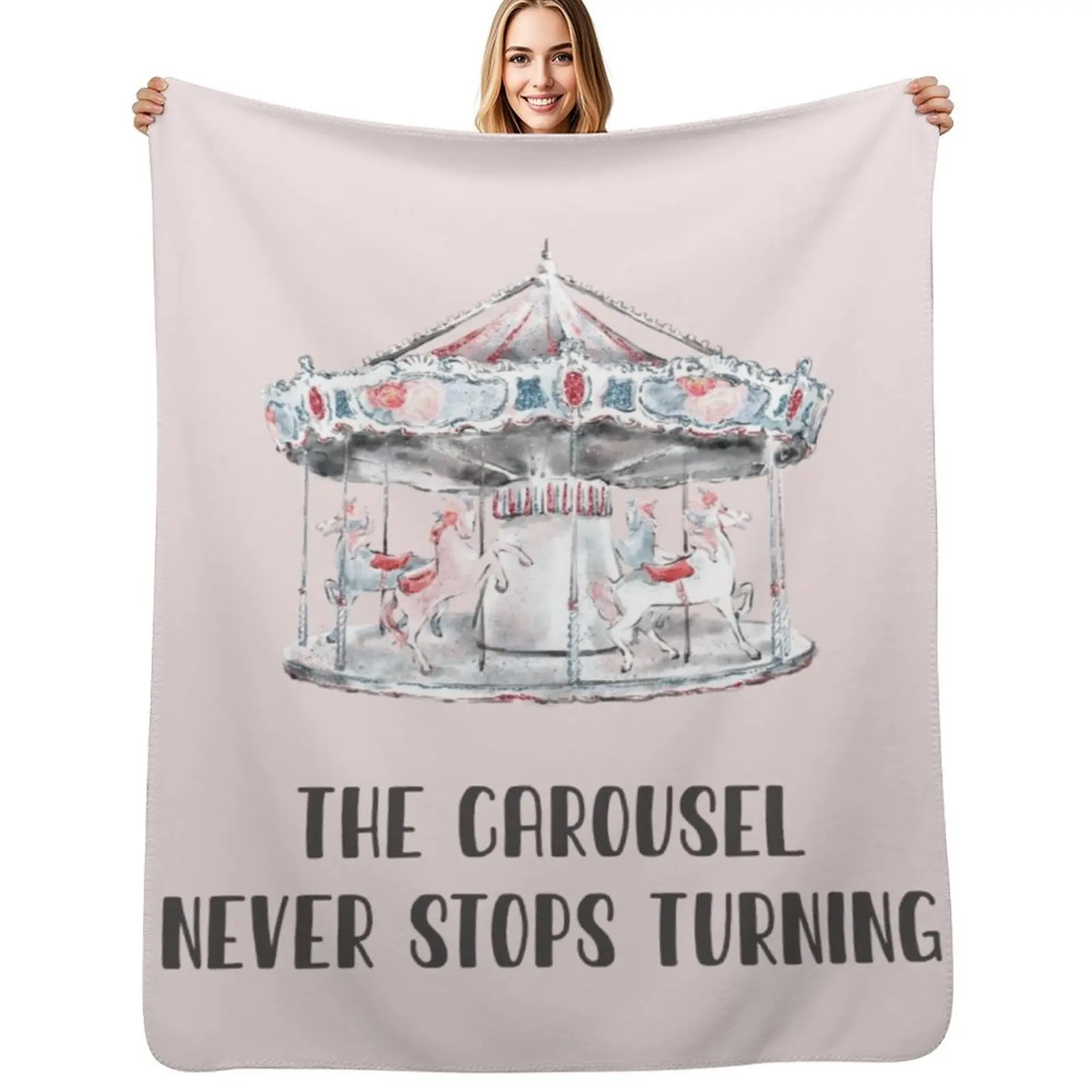 The carousel never stops turning Throw Blanket warm winter Plaid Heavy for sofa christmas gifts Loose Blankets
