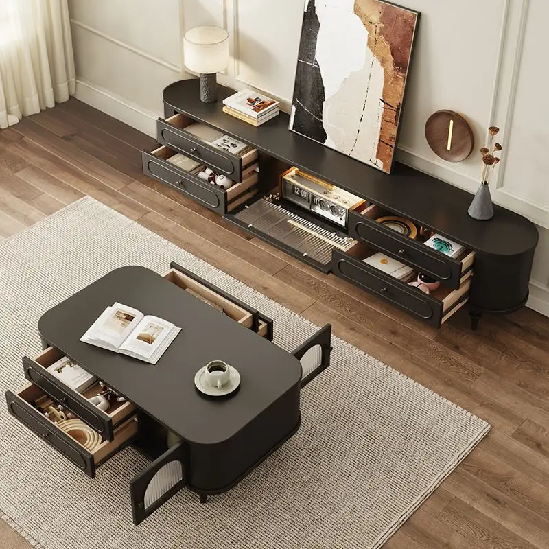 خزانة تلفزيون فرنسية على الطراز الكريمي الصلب لغرفة المعيشة المنزلية ذات الطراز المتوسط والقديم #3