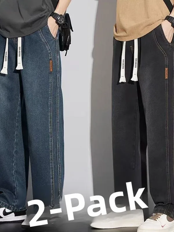 

Men's Workwear Jeans Fce Lined Loose Casual Thiened Wear Resistant Straight Leg American Retro Sle Autumn Winter Trousers