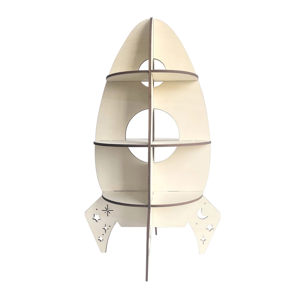 

Rocket Shelf Mini with Rockets Decoration Desk Wall Wood Accessories Rocketship Organizer Office