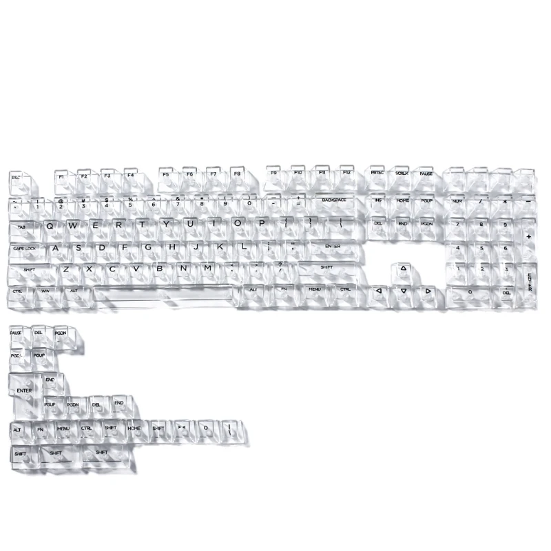 Clear Keycaps Set 10mm 132Keys Keycap for Gaming Mechanical Keyboards Translucent Keycaps Side/Top Print