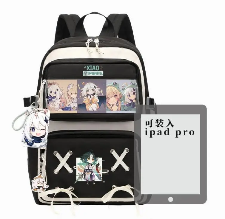 Genshin Impact Pain Badge Transparent Backpack Anime Book Bag Laptop School Travel Girls Boys Rucksack Cartoon Gift