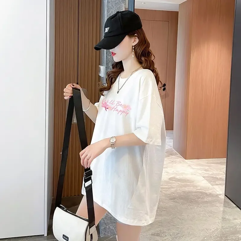 T-shirt a maniche corte da donna Top larghi da donna anni '90 Vintage con maniche Moda coreana Abiti giovanili Recensioni giapponesi Molti