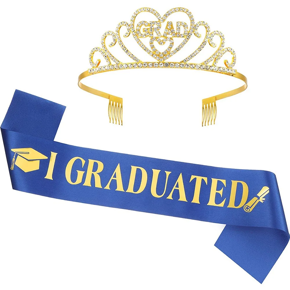

1Set Grad Cap Headband Graduated Satin Sash 2025 Graduation Party Decoration Supplies Photo Props Mini Bachelor Hat