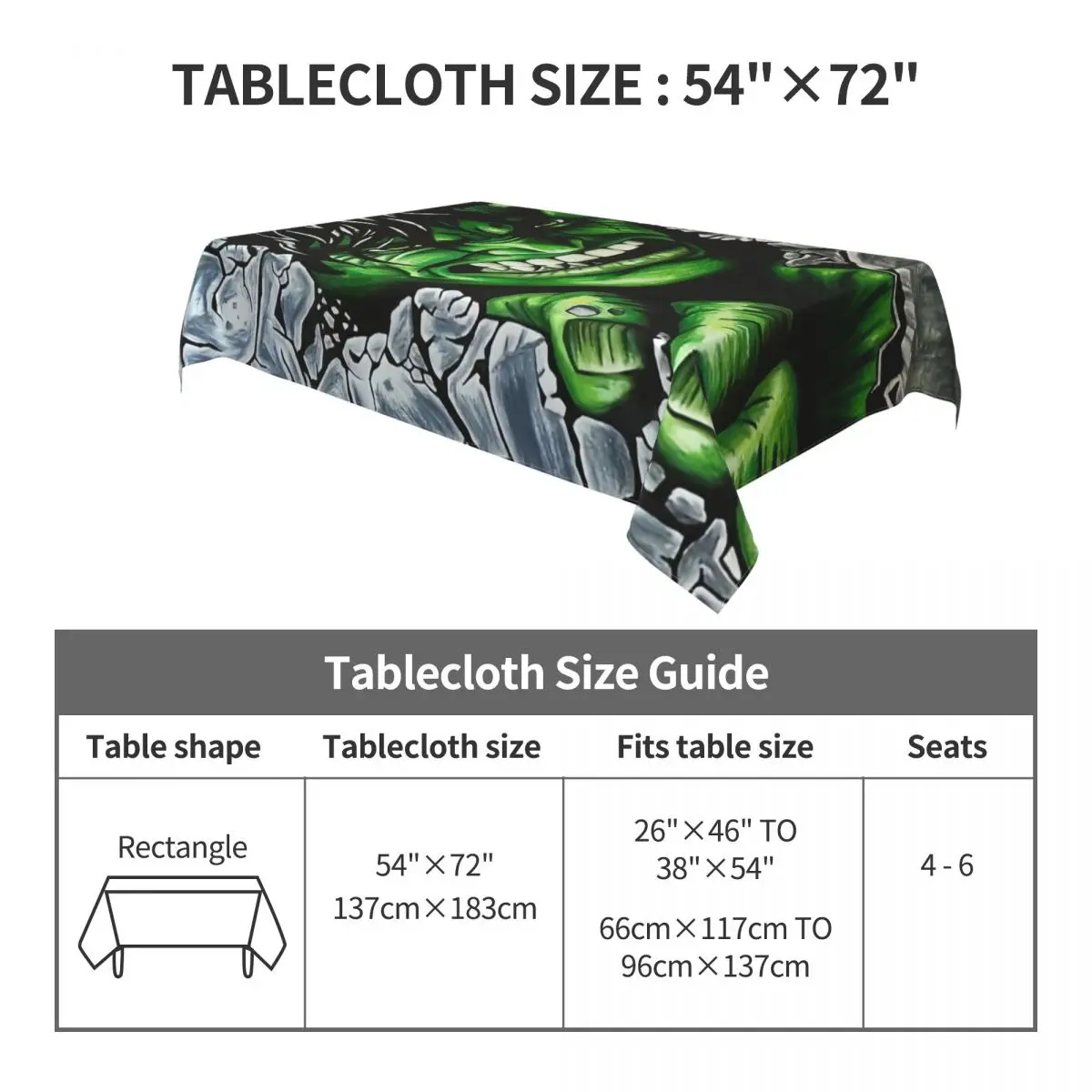 مفرش مائدة مستطيل من فيلم مارفل ديسني آيرون مان ، قماش طاولة حافة مرن ، أغطية هالك ، مخصصة ، تناسب 40 "إلى 44" #5
