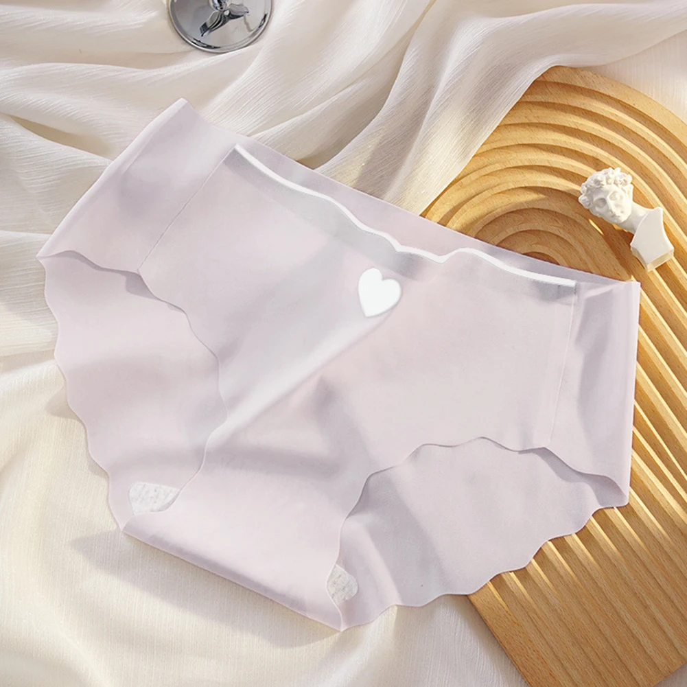 الإناث ملخصات الحرير الجليد الحب مثير الملابس الداخلية النسائية رقيقة سلس تنفس جذوع لينة سراويل داخلية مثير الملابس الداخلية الموضة