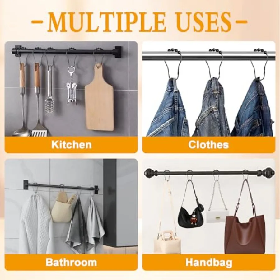 Shower Curtain Hooks Rings, 12 Pcs Decorative Rustproof Metal Shower Hooks for Shower Curtain, Free Sliding Shower Hooks for Ba view 6