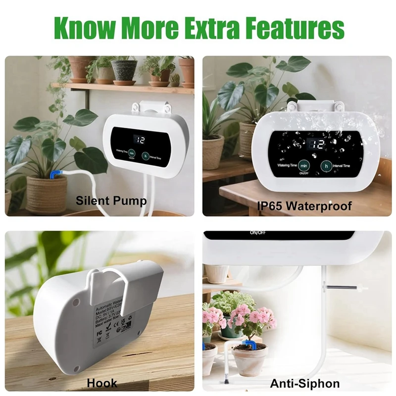 WiFi Smart Plant Watering System, Indoor Drip Irrigation Kit for 10 Plants, App Control, USB Rechargeable Retail
