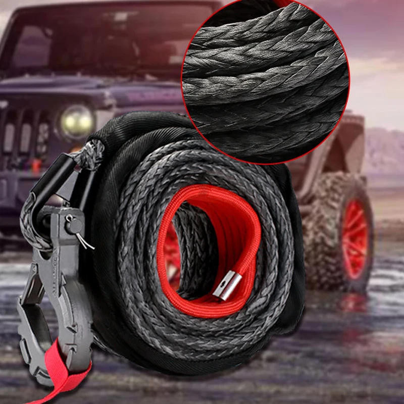 Car Escape Winch Rope 25500lb 9.5mm Outdoor Off-Road High Strength Nylon Thickened Trailer Rope Suitable For Difficult Terrain
