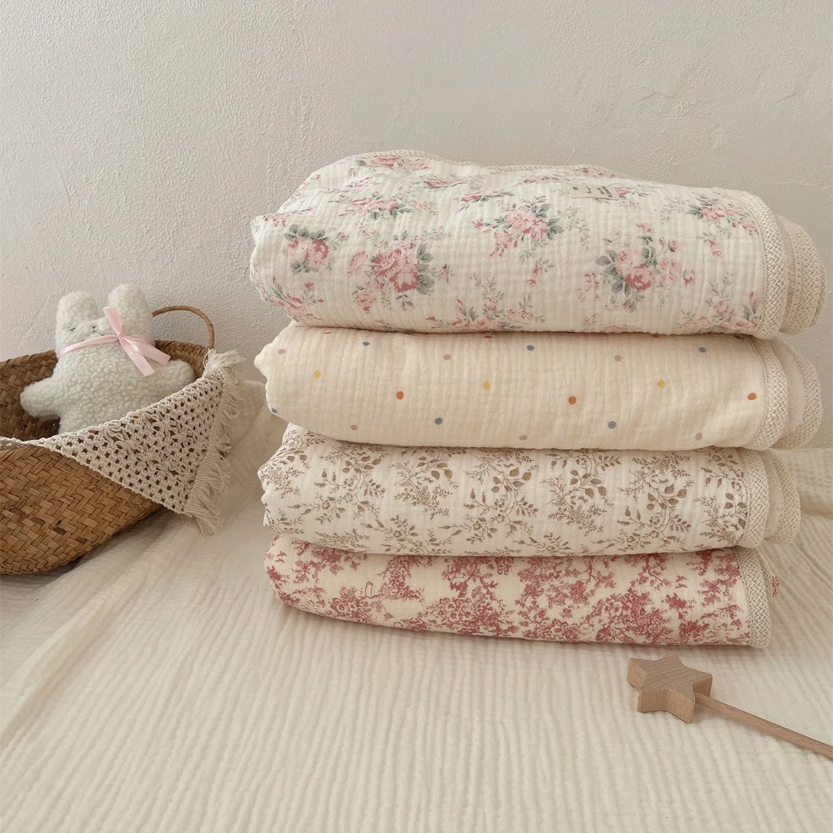 Mantas de lana de invierno para camas de bebé, manta de felpa Floral, accesorios para bebés, toalla de baño para recién nacidos, madre e hijos