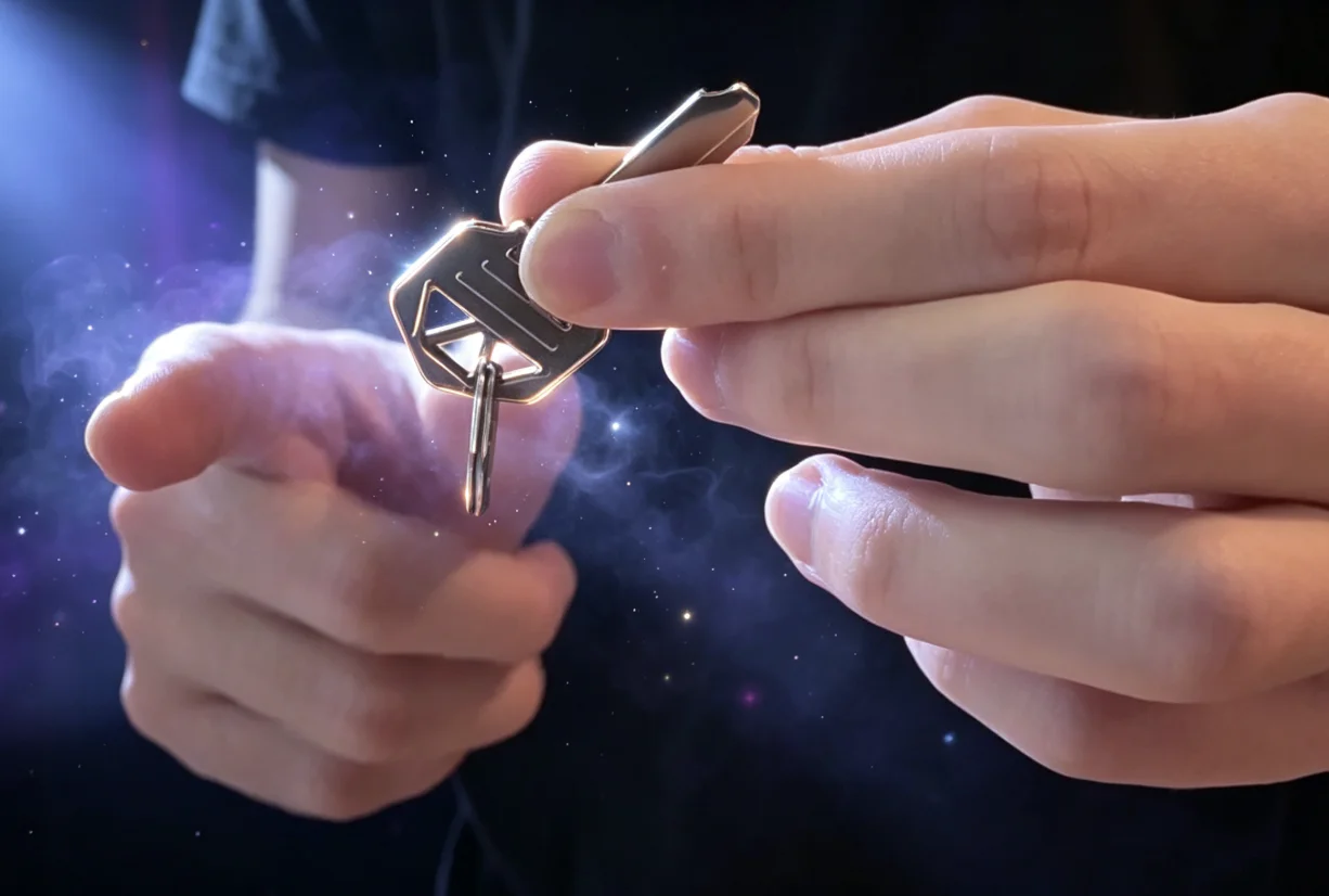 Magic Tricks Amazing Key Ring Penetration Gimmick Props Close-up Street Interactive Illusion Locking System Examinable Magic Fun