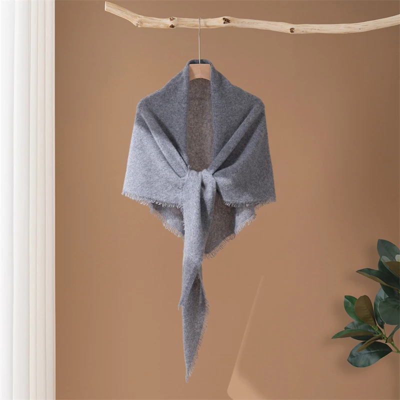 Ciepły, modny szal trójkątny z frędzlami, 100% wysokiej jakości kaszmir, nowość na jesień/zimę, zapewnia ciepło i chroni przed zimnem, do użytku na zewnątrz.