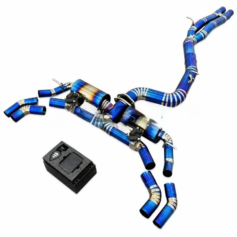 Burnt Blue Titanium Exhaust for  RS3 8V 8Y 2.5T Valved Muffler Remote Control Switch Performance Valvetronic  Exhaust