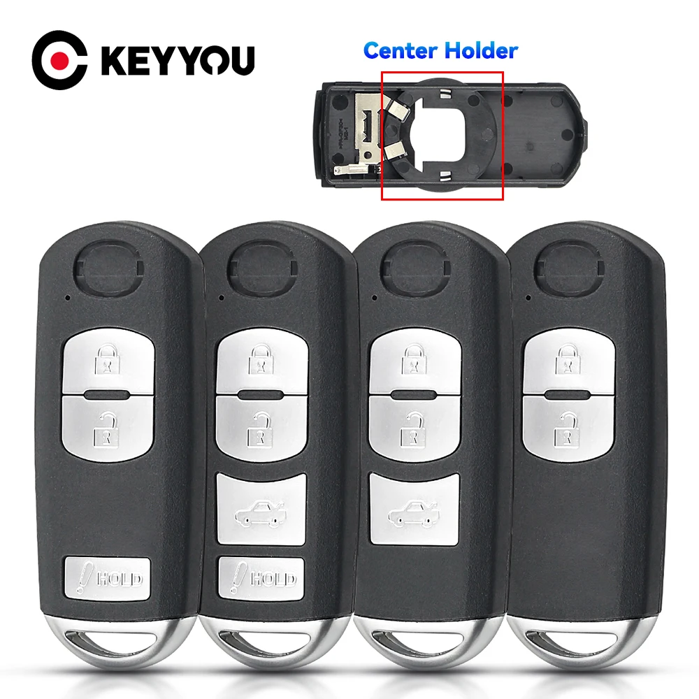 KEYYOU Smart Key Shell Case 2/3/4 Button For Mazda 3 5 6 CX5 CX7 CX9 MX-5 RX-8 X-5 Summit M3 M6 Axela With Emergency Key Blade