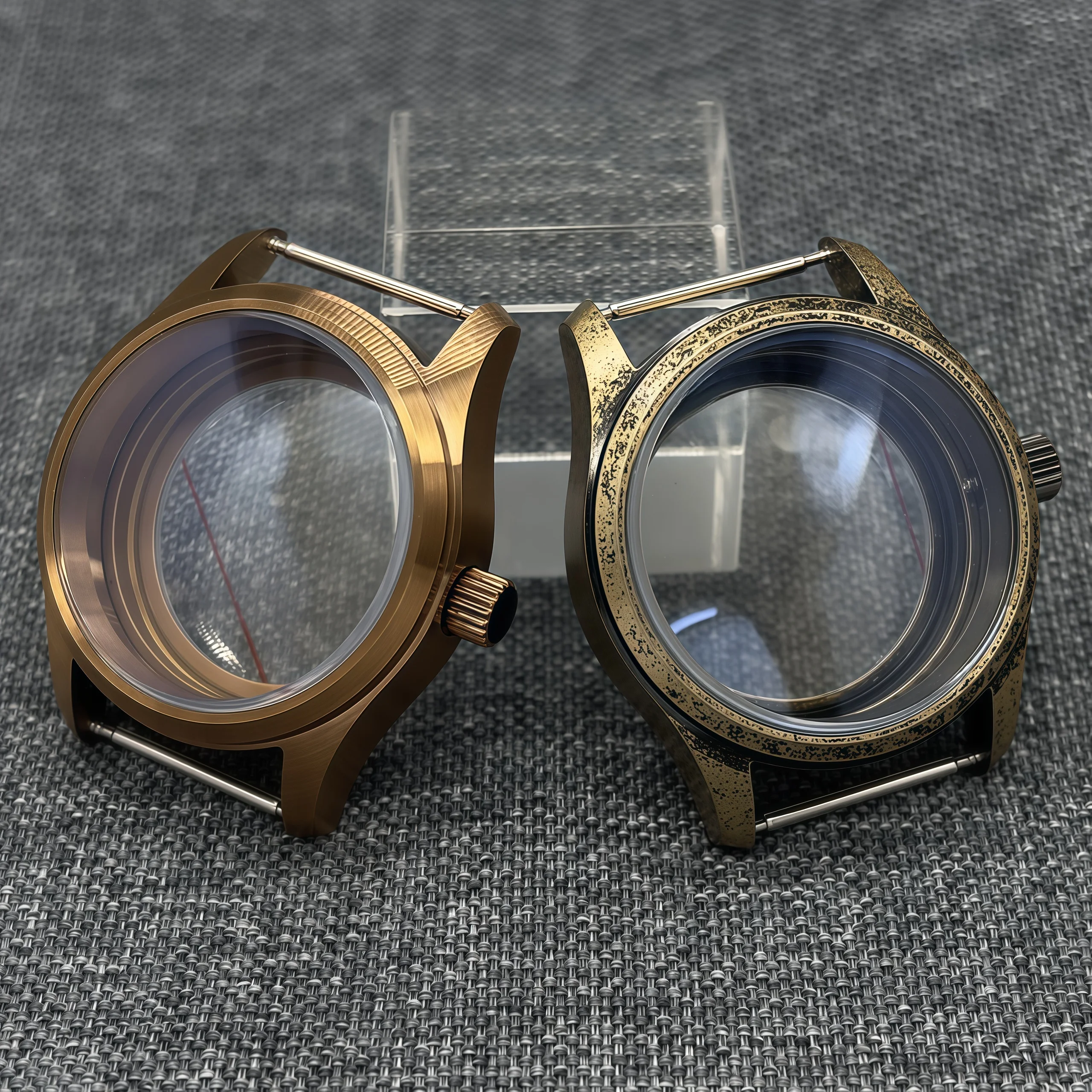 36mm-39mm-ブラッシュ仕上げダイバーパイロットケース、ブルーarドーム型クリスタル、nh34-nh35-nh36-eta2824-pt5000ムーブメント対応