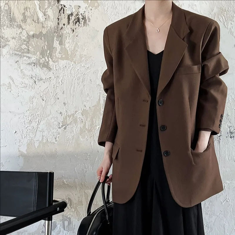 

Autumn new casual single breasted coat long sleeved suit jacket women