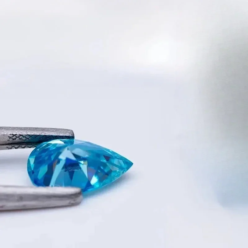 

L-Top Sea Blue Color Moissanite Stone Vvs1 Pear Cut With Certificate Lab Grown Gemstone For DIY Charms Jewel Making Materials