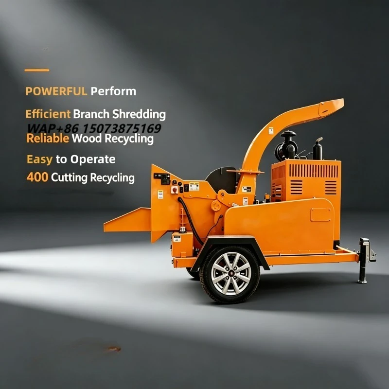 Powered Wood Branch Chipper Log Shredder Hydraulic Roller Feed Bamboo Crusher Garden Forest Mulcher Processing Machine
