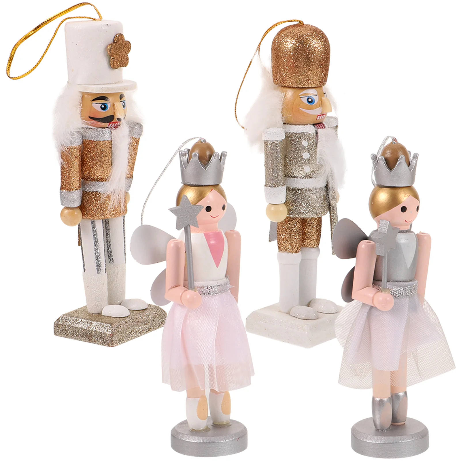 Hanging Xmas Nutcracker Soldier Decoration Wooden Nutcracker Girl Puppet Decor