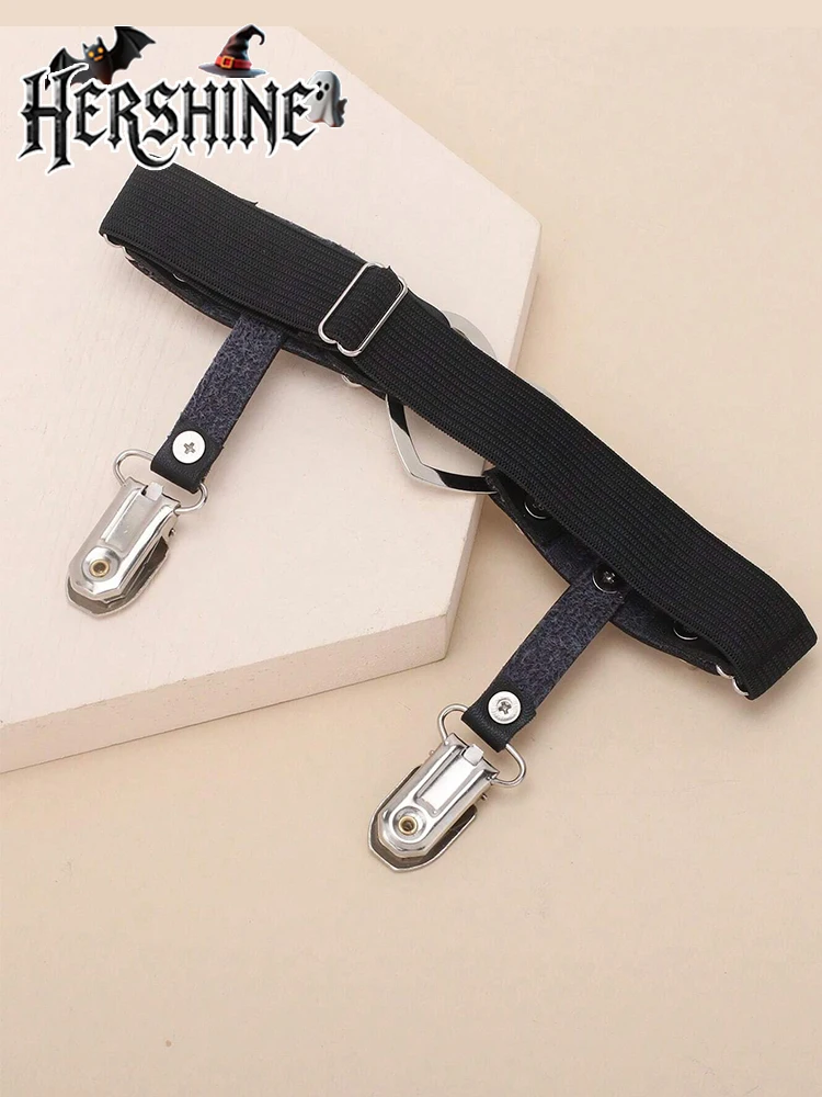 HERSHINE Цельный комбинированный комплект для женщин, черные леггинсы с острыми ногтями в форме сердца, аксессуары Y2K в стиле панк и готики на Хэллоуин